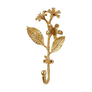 Dernier modèle de crochet en fer poli couleur or antique en forme de fleur pour la décoration de placards, l'organisation extérieure et les rangements de jardin. - Product Image 1