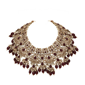 Triangular elegancia inversa AD Mehandi plateado gargantilla collar conjunto ortodoxo religioso principal Material aleación joyería - Product Image 4