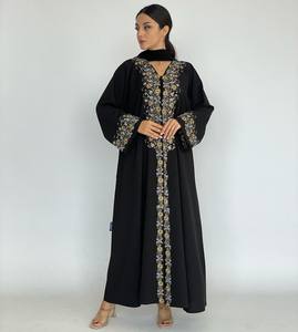 Abaya en soie indienne à manches longues, anti-plis, faite à la main par des designers, best-seller 2024, pour adultes, vêtements musulmans traditionnels - Product Image 1