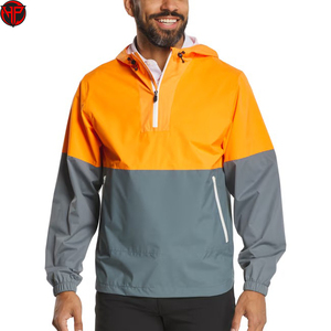 Veste coupe-vent à capuche pour homme, légère, à blocs de couleur, fermeture éclair sur le devant, vêtements de sport décontractés pour l'extérieur, vestes de golf - Product Image 1