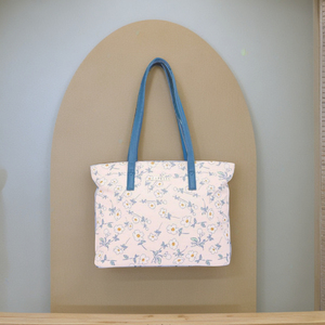 Bolsa de Mano de Lona Hecha a Mano, Ligera y Duradera, Diseño de Hojas Botánicas, Reutilizable para Compras, Uso Diario, Personalizada para Mujer, con Cierre de Cremallera - Product Image 2