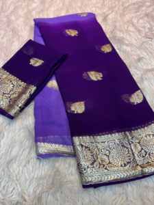 Georgette en viscose d'excellente qualité avec bordure en jacquard Saree Femme Fabricant et fournisseur de mode de Surat - Product Image 6