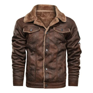 Veste en cuir Streetwear de créateur surdimensionné avec fermeture éclair pour homme - Product Image 1