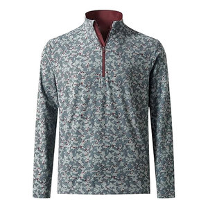 เสื้อแจ็คเก็ตผู้ชายแบบซิปครึ่งตัว ผ้าซับลิเมชั่น ยืดได้ ระบายอากาศดี เหมาะสำหรับการฝึกซ้อม - Product Image 1