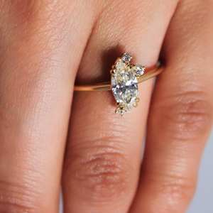 Bague de fiançailles Moissanite coupe marquise 10x5mm | Bague en argent or pierre latérale | Anniversaire de mariage de mariée bijoux fins OEM - Product Image 4