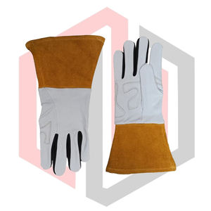ถุงมือเชื่อมหนังวัวคุณภาพสูง ทนทาน หนังวัวแท้ ป้องกันการฉีกขาด ป้องกันการบาด ป้องกันความร้อน ถุงมือดับเพลิง 11 ออนซ์ - Product Image 4