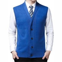 Gilet en laine/viscose uni respirant, personnalisable, en gros, col en V, unisexe, hiver, haute qualité, classique, pull pour homme