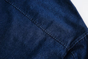 Veste en jean multi-poches pour hommes avec col en cuir | Manteau en jean épissé décontracté rétro | Automne à manches longues à revers simple boutonnage - Product Image 6