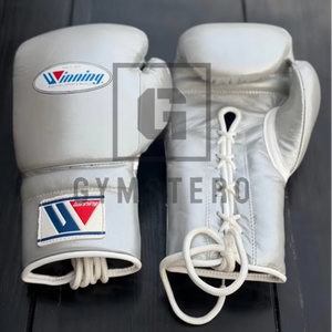 Guantes de Boxeo Plateados con Cordones, de Cuero Vacuno, con Acolchado Grueso de 4 Capas, Agarre Transpirable, para Entrenamiento - Product Image 1