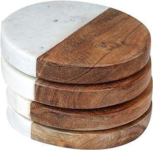bulk supplier White <b>Marble</b> <b>Coasters</b> Set of 4 for Tea <b>Coasters</b> Handcrafted <b>Marble</b> <b>Coasters</b> for Heat Utensil Square Brass - Product Image 2