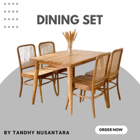 Nuevo producto Juego de comedor de madera maciza de teca Juego de mesa y sillas de comedor fabricado en Indonesia