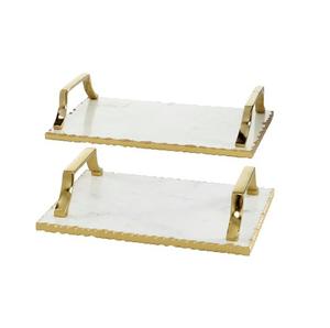 Plateau en marbre blanc avec poignée en laiton Pièce décorative en pierre naturelle Design unique Décoration d'intérieur élégante et durable - Product Image 4