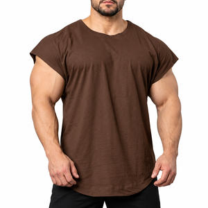 Custom Regular Fit <b>Men's</b> <b>T</b>-<b>Shirt</b> | Plain Cotton Compression Long Sleeve O-Neck 220g <b>Curved</b> <b>Hem</b> Gym Tee Bodybuilding OEM Private - Product Image 1