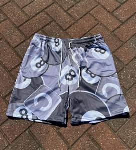 Shorts de sport décontractés d'été avec logo personnalisé, grande taille, en maille, 100 % coton, couleur unie, sublimation, taille haute élastique - Product Image 4