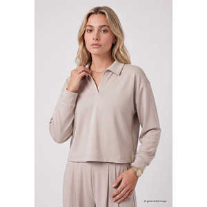 Tommylife Vente en gros Ensemble de survêtement décontracté pour femme à col polo et coupe ample - 95358 - Noir/Noir - Product Image 4