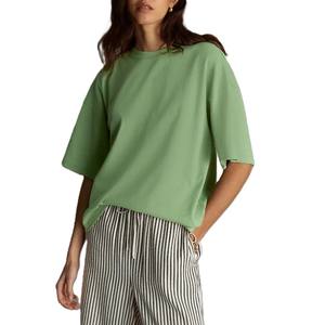 Meilleure qualité personnalisée surdimensionné coupe décontractée Boxy Heavyweight Crew Neck T-Shirt ample Matcha vert actif porter votre propre logo - Product Image 1