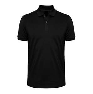 100% noir coton hommes à manches courtes Golf décontracté pour polos Logo personnalisé impression lumière tricoté tissu solide compressé fait - Product Image 4