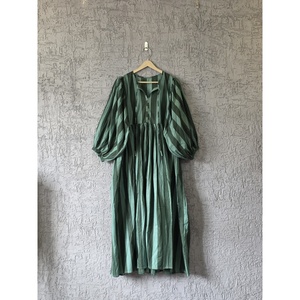 Vestido Maxi Verde a Rayas, Estilo Gótico-Elegante, Diseño Personalizado, Cintura Imperio, Transpirable, Talla 5XL, para Citas, Fiestas y Vacaciones - Product Image 3