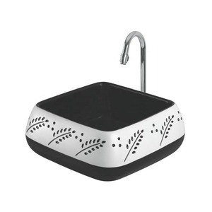 Lavabo de mesa de cerámica de calidad de exportación Fregadero de Arte de piedra natural roja dorada Artículos sanitarios Precio más barato - Product Image 6