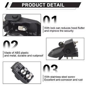 Serrure de capot Liush noire en ABS et acier pour <span class=keywords><strong>Wrangler</strong></span> JL 2018-2024 avec protection, installation facile - Product Image 6