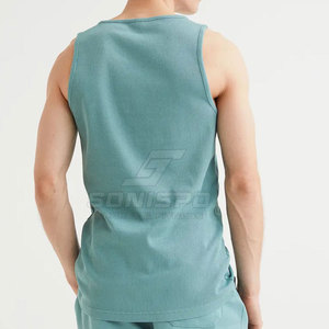 SONISPO เสื้อกล้ามถักสีทึบสำหรับผู้ชาย O-Neck Breathable Casual Style สีฟ้าอ่อน - Product Image 3