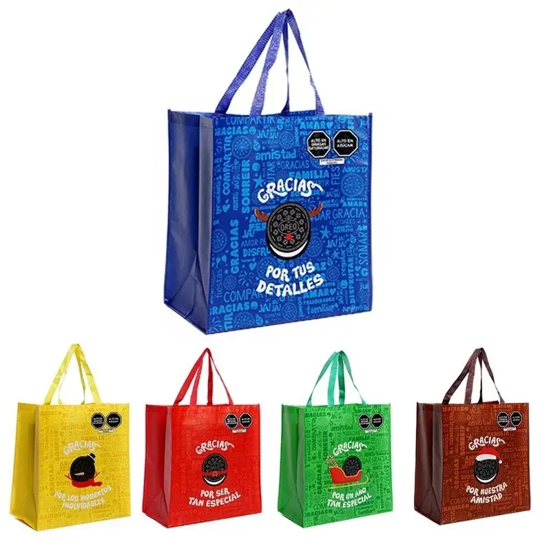 Tas belanja ramah lingkungan dengan warna kustom dan Logo dapat digunakan kembali PP bahan bukan tenun grosir