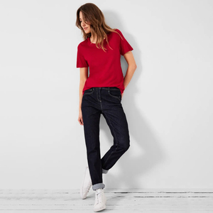 Camiseta Premium Slim Boxy Fit con gráfico 3D de longitud corta y cuello redondo para mujer, 100% algodón, transpirable, de punto, respetuoso con el medio ambiente, Verano - Product Image 3