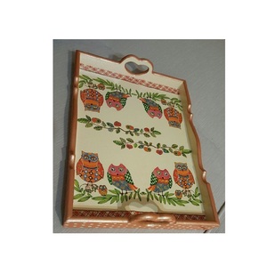 Plateau décoratif Meena, peint à la main en Inde, en bois d'acacia, écologique, luxueux, motif solide, couleur personnalisable, plateau de service durable - Product Image 6