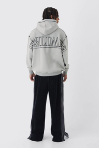 Sudaderas de Invierno de Corte Regular con Costuras en Contraste, Unisex, Estilo Urbano, Bordado Personalizado, 100% Algodón Terry - Product Image 2