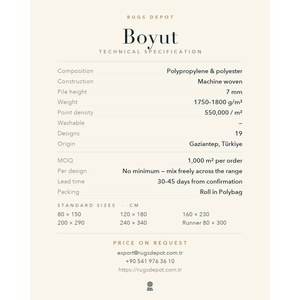 พรมโพลีโพรพิลีนและโพลีเอสเตอร์ขายส่ง รุ่น BOYUT BY044 สีแอนทราไซต์ ผลิตด้วยเครื่องจักรจากตุรกี สำหรับห้องนั่งเล่น โรงแรม และโครงการต่างๆ - Product Image 4