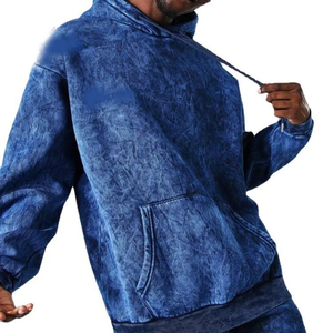 Survêtement imprimé à capuche délavé à l'acide pour hommes à la mode Service OEM Ensemble de jogging coupe régulière personnalisé Survêtement lavé Streetwear - Product Image 2