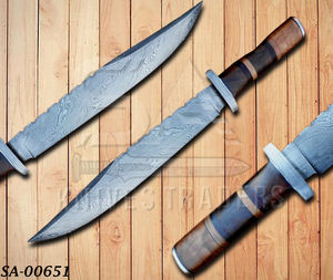 Cuchillo Bowie de Caza Hecho a Mano con Borde Dentado de Acero Inoxidable, Hermoso Mango de Madera, Herramienta de Caza de Alta Calidad para Exteriores, Regalo OEM - Product Image 4