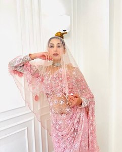 Colección de Saris de Fiesta para Mujer, Estilo Celebridad, Georgette Suave Premium con Bordado, Sin Costuras - Product Image 3
