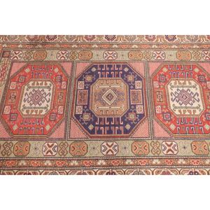 Tapis vintage, tapis turc 4,7x7,3 pieds, motif géométrique arc-en-ciel avec éléments floraux - Product Image 5