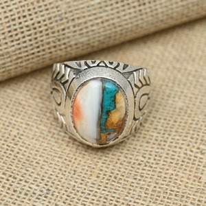 Turquoise bague en pierres précieuses bijoux pour femmes argent Boho Style bijoux 925 en argent Sterling tendance bague à la main cadeau pour elle - Product Image 4
