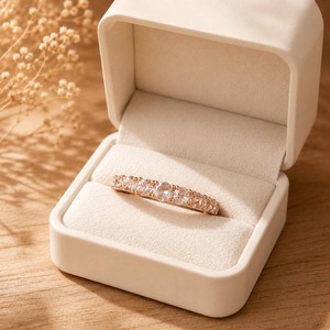Élégante alliance de mariage en or massif 14 carats avec diamant rond taille rose de 0,54 ct E-F VS cultivé en laboratoire, sertie à griffes – Cadeau d'anniversaire de mariage - Product Image 5