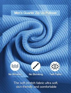 Jersey con cremallera de un cuarto para hombre, sudadera Polo informal de manga larga, suéteres de cuello simulado ajustados con bolsillo - Product Image 2