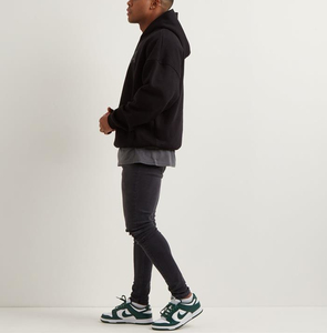 Customize Heavyweight <b>Plain</b> Hoodies No String 480 GSM 500 GSM <b>Men</b> Hoodies 100% Cotton <b>Black</b> color For Side Pocket <b>men</b> <b>Hoodie</b> - Product Image 2