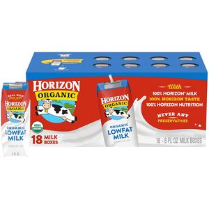 Horizon Organic <b>Shelf</b> Stable 1% Lowfat Milk <b>Boxes</b>, Pack of 18 - 8g Protein per Serving - Product Image 1