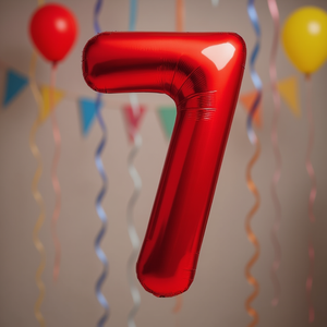 Palloncini Numero Rosso N7 100cm, Confezione da 12 Pezzi per Feste - Product Image 3