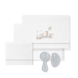 Parure de lit bébé 3 pièces motif girafe 100% coton avec drap bébé à motif dessin animé tissé brossé - Product Image 1