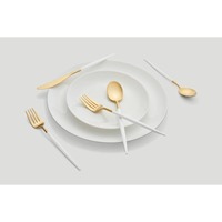 Ensemble de couverts de luxe en bois écologique blanc et or, finition mate, service de mariage pour 4 personnes, moderne bicolore
