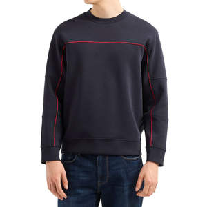 Sudadera con capucha y cremallera para hombre, negra, de punto, forrada, con costuras rojas, estilo casual urbano, OEM ODM, moda al por mayor - Product Image 1