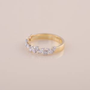 IGI Certified Marquise & Round Diamond Half Eternity <b>Ring</b> in 14K Rose / Yellow & White Gold - Product Image 1