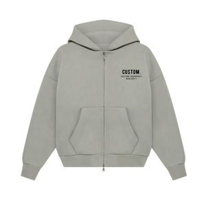 Sweats à capuche zippés Baggy 100% coton pour hommes grande taille respirant Double fermeture éclair sweats à capuche d'hiver hommes avec journal personnalisé - Product Image 6