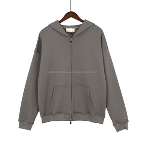 Manufacturer Luxury Quality Heavyweight <b>Zip</b> Up Hoodies Hip Hop 100% Cotton Fleece Men Zipper Hoodies Puff Print <b>Zip</b> Up Hoodie - Product Image 3