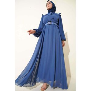 Vestido índigo plisado manga graduación - Product Image 2
