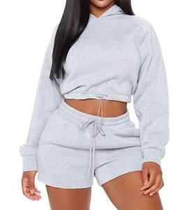 Conjunto de 2 Piezas de Alta Calidad para Mujer, Sudadera con Capucha y Pantalones Cortos por Encima de la Rodilla, Color Personalizado con Logotipo Impreso Personalizado 2026 - Product Image 2