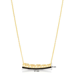 Black Zircon Stone <b>Elephant</b> Animal Charm <b>Necklace</b> Pendant Turkish Handmade Wholesale 925 Sterling Silver Jewelry - Product Image 2