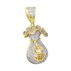 Personalizado 925 Plata laboratorio cultivado diamante dinero bolsa colgante Iced Out dólar signo collar lujo Hip Hop joyería rapero Bling pieza - Product Image 2